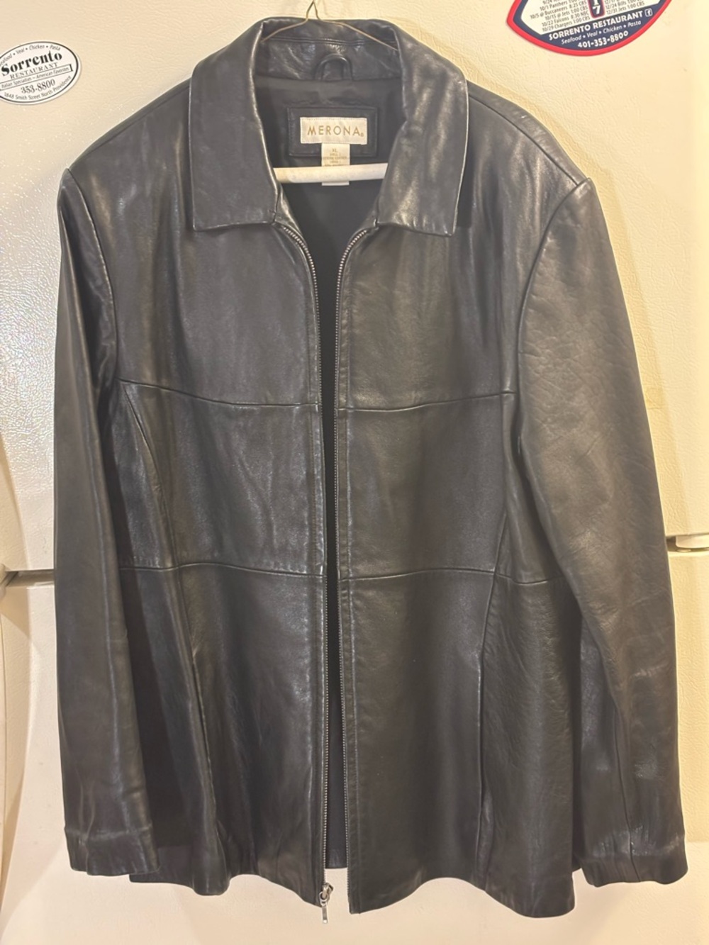 Merona Women’s Black Leather Zip up Jacket. Size XL